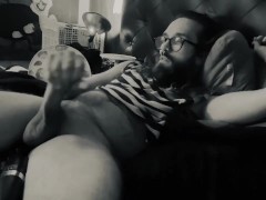 Video Bearded Daddy with glasses strokes thick cock