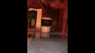 Pissing a lot while riding dildo 9 inch