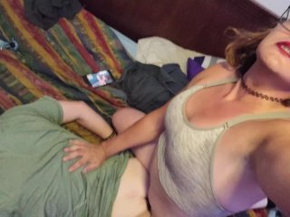 Nonbianry sissy husband takes sexy natural tgirl cock hard af