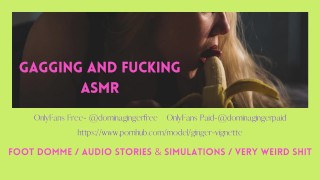 Meilleurs bruits de bâillonnement! Salope suce et baise papa simulation ASMR Audio