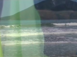 Ravishing brunette milfs with natural boobs adore threesomes at the beach that include anal sex