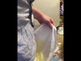 I hold in my hot piss and cum all day and barely get in the door to put on my adult diaper ABDL