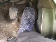 Preview 6 of Barefoot driving - Truck - Pedal pumping brakes and accelerator socks shoes and bare naked feet
