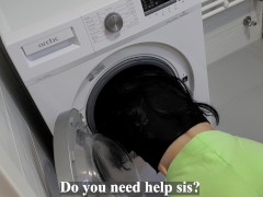 Video Step sister got creampie while stuck in washing machine