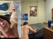 Preview 2 of Muscular Student Uses Anal Fleshlight in Dorm