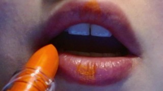 First use of my NEW orange lipstick ( trick or treat?) ASMR