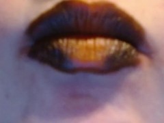 EXTREME smoking with black and orange lipstick