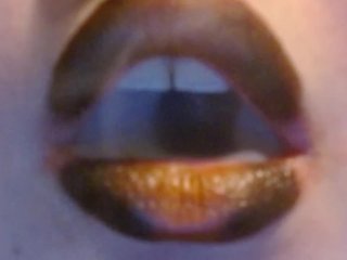 EXTREME smoking with black and orange lipstick