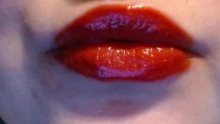Blotting Whore Red Lips onto A paper towel ( should be your cock )