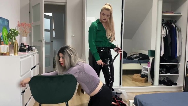 Dominant female training her sissy boy and fuck