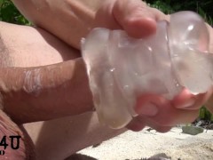 Jerking Cock Hard at Beach with Flesh light Quick Shot - Screenshot 5 of 16 - Solo Male Fleshlight
