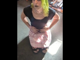 Sexy Punk Transgirl Jerking off on the Floor