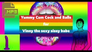 Lekkere sperma lul en ballen voor Vinny de sexy sissy babe