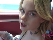 Preview 1 of GFE Experience and date with innocent amateur Sage Fox playing with her tits and pussy in the car
