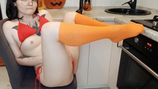 Sexy Velma plays with a big dick