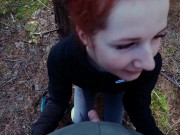 Preview 3 of unexpected blowjob on a walk in the woods