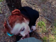 Preview 4 of unexpected blowjob on a walk in the woods