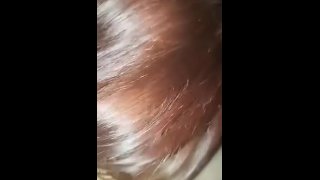 Redhead gives blowjob