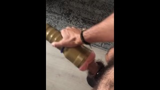 CAUGHT EDGING N JERKING DICK IN HOTEL ROOM - FLESHLIGHT FUCK