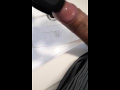 Cumming in a mens vibrator 