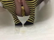 Preview 2 of PeePee Long Stockings - Pissed my Panties - Pissing & Cumming