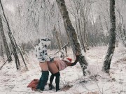 Preview 4 of Blonde Step Mom fuck and suck Her Horny Step Son in the forest public sex