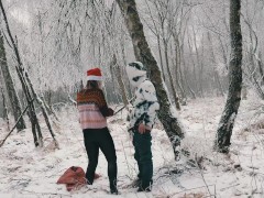 Video Blonde Step Mom fuck and suck Her Horny Step Son in the forest public sex