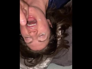 facial, homemade wife, vertical video, wife loves cum
