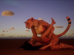 Furry Lesbian erotic licking and scissoring