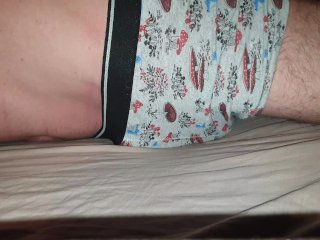 Humping Bed In Underwear, Thick Cumshot In Boxers