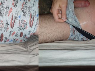 solo male humping, humping bed, male moaning, big dick