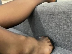 Pierre Cardin 4K Black 20 Den Pantyhose & White Shorts Close Up #6