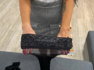 Black 20 Den Stockings and Grey Skirt in 4K  Nylon  #8