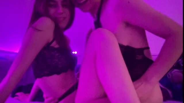 Lesbian having fun on live using her friend