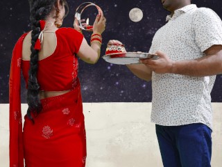 Karva Chauth Special: Priya Recién Casada Tuvo Primer Sexo Karva Chauth y Tuvo Una Mamada Bajo El Cielo