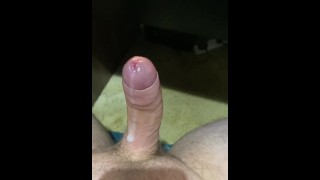 Guy edging himself while leaking precum and moaning until he ruins his orgasm