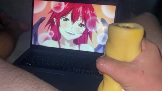 "Behandle mich mit Sperma" unzensiertes Hentai und der Typ wichst auf ihn und kommt ausgiebig