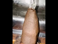 Best pissing video with a cock ring on hot Foreskin piss 