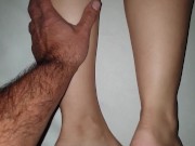 Preview 2 of Handjob in front of my friend's beautiful feet