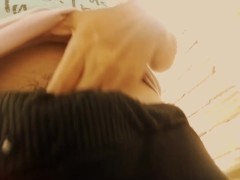 Brittany touches her pussy in the laundry room
