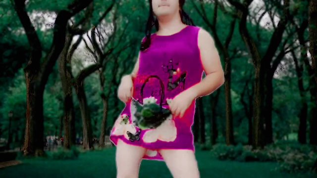 Little cock shemale in the park sexy dance hot public striptease cosplayer babe