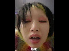 Asian Hentai slut eating cum and showing off