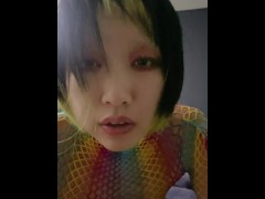 Asian Hentai slut eating cum and showing off