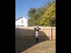 Pee in backyard for fun