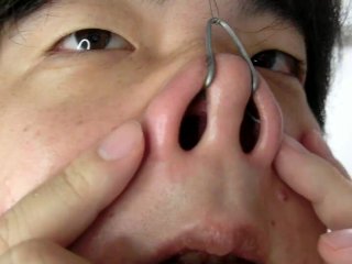 マゾ, cumshot, 鼻責め, nose hook