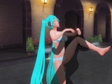 3D HENTAI Miku in a swimsuit fucked by the pool