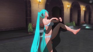 3D HENTAI Miku en traje de baño follada junto a la piscina