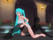 Preview 4 of 3D HENTAI Miku in a swimsuit rides a dick near the pool