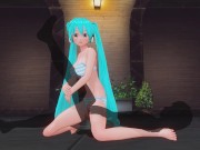 Preview 3 of 3D HENTAI Miku holds his leg and rides a fan's cock