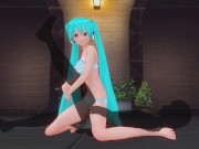 Preview 4 of 3D HENTAI Miku holds his leg and rides a fan's cock